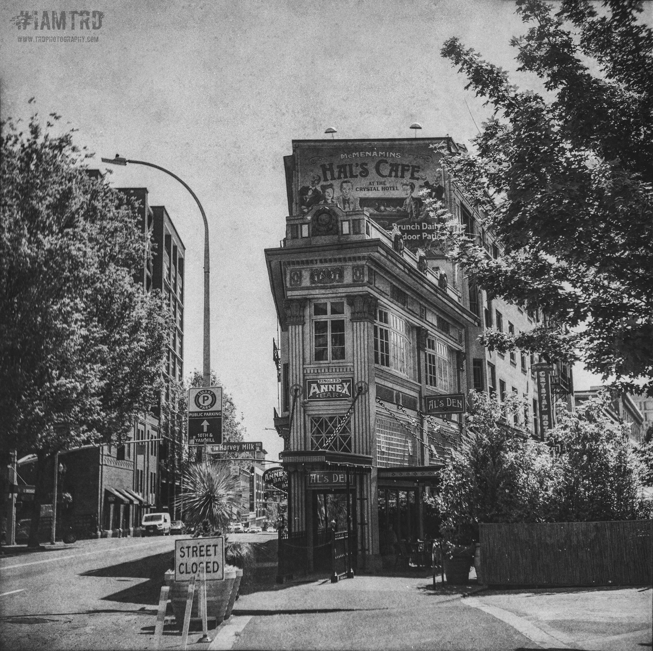 McMennamin's Crystal Hotel Building - Hal's Cafe - Portland, Oregon
Kodak Tri X Film Photography
Photographer Ricky Davis of TRD Photography