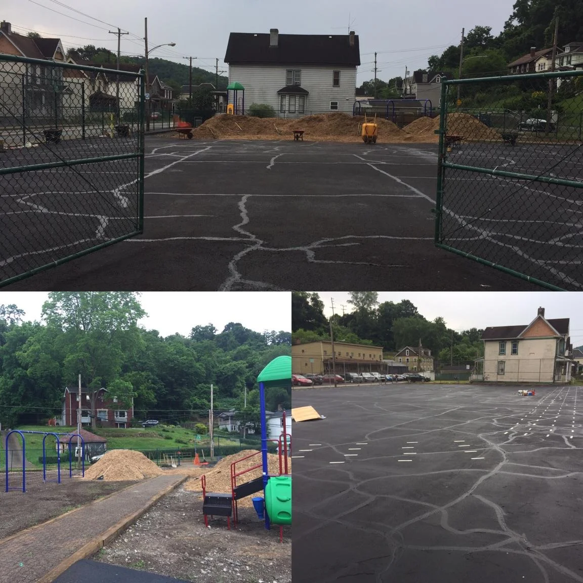 Before and after photos of Larimer Playground in Turtle Creek. Site of the 2017 Day of Action.