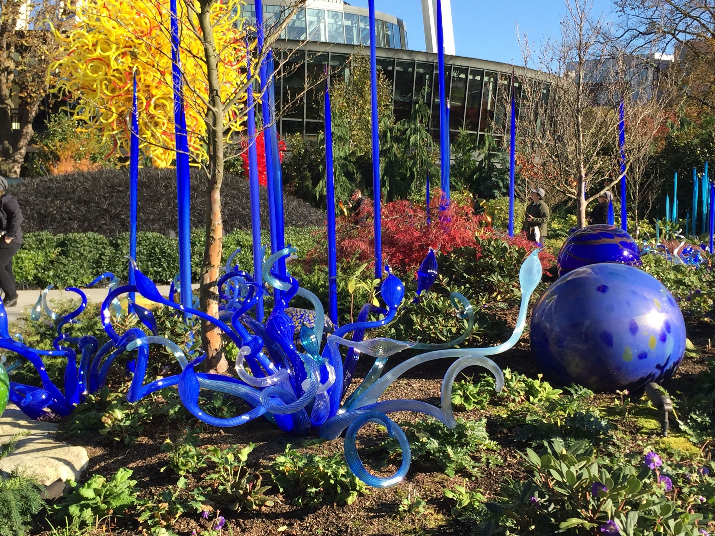 Outside at the Chihuly Glass Gardens in Seattle, WA.