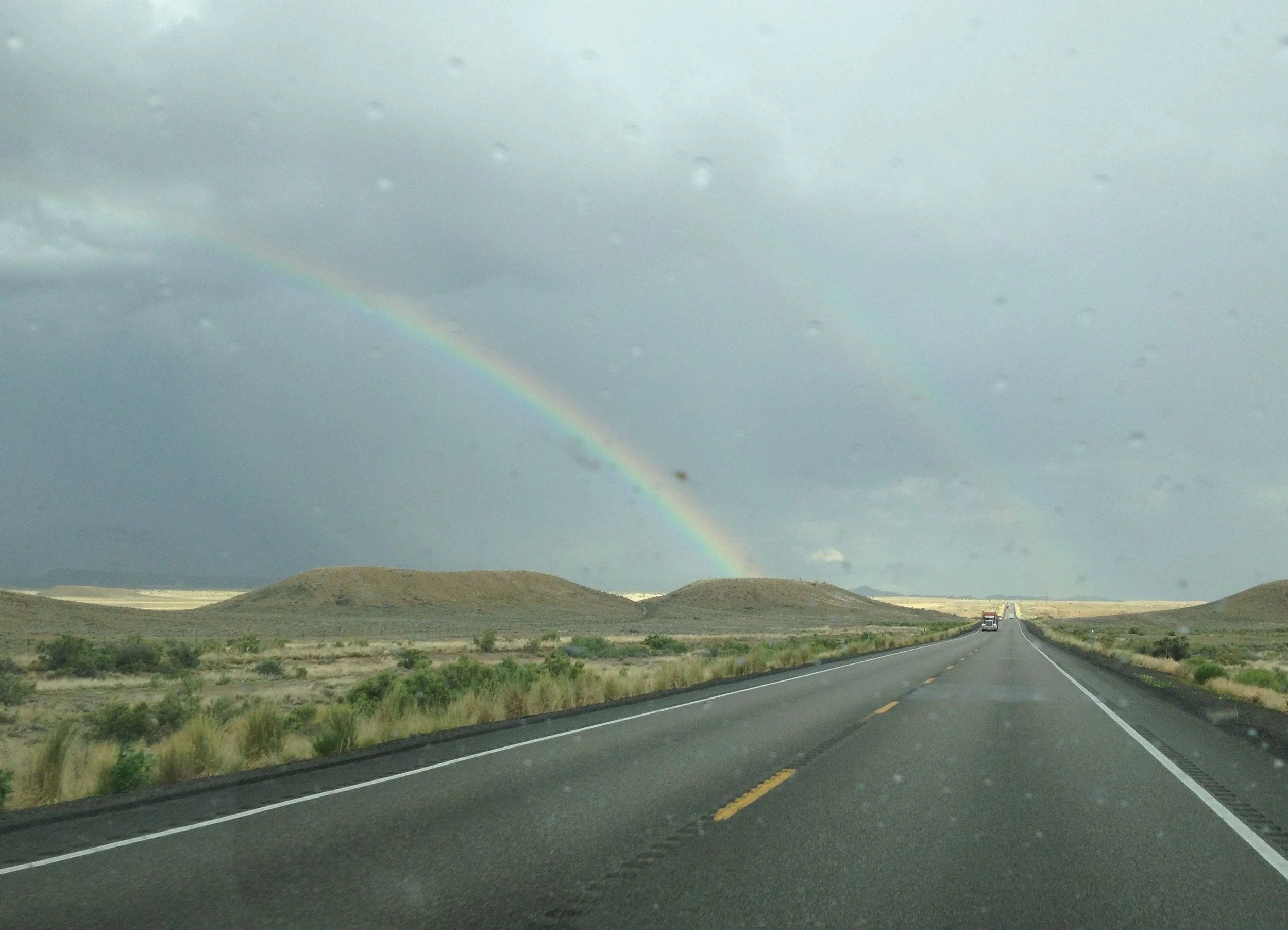 Seriously, I saw lots of rainbows during the summer craft show travel stint. Above is a double rainbow, the second one is faint but if you look for it, it's really there. This was on a cut through road from I-15 below Salt Lake City to I-70 towards Colorado. 