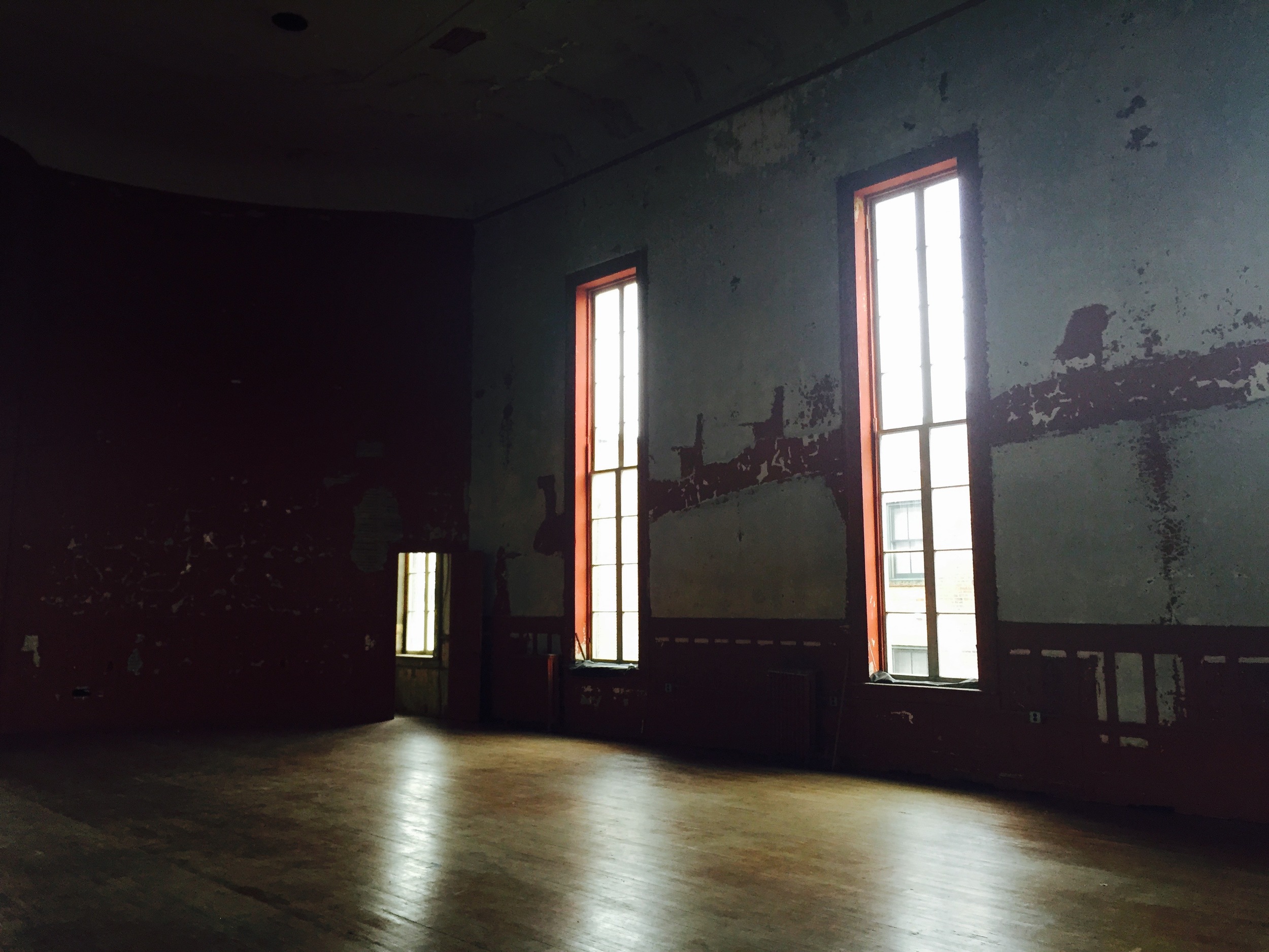 The grand room with the main stage in the Old Opera House in Hudson, NY