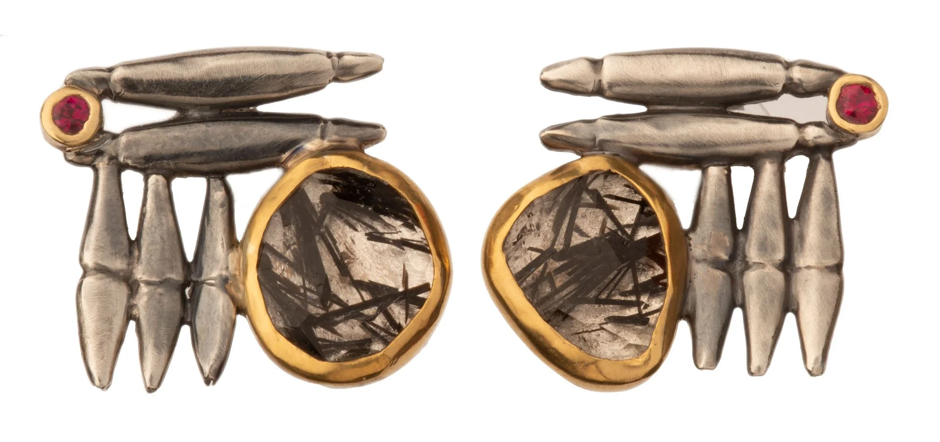 Monzo mini earrings in tourmalinated quartz