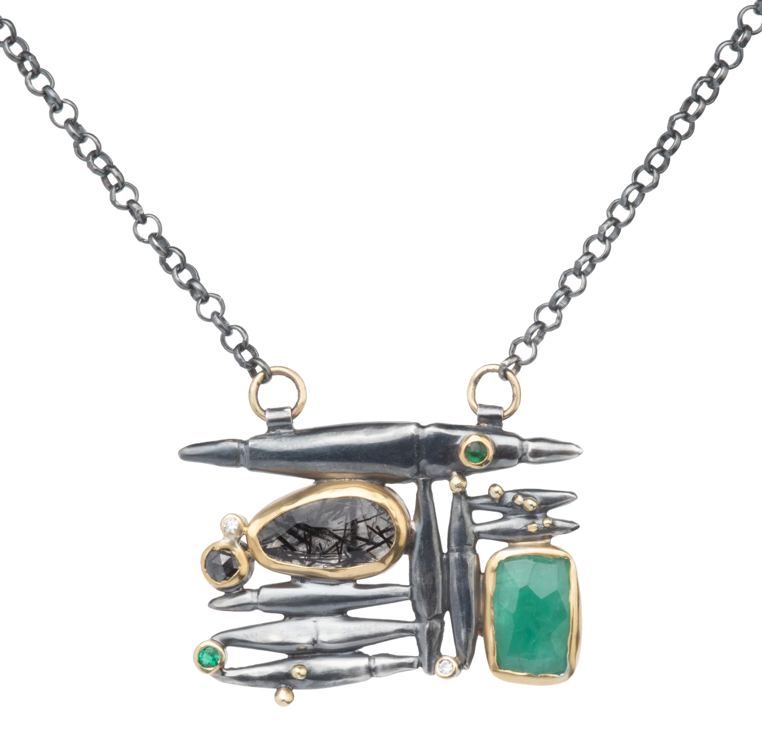 Convergence necklace in Emerald
