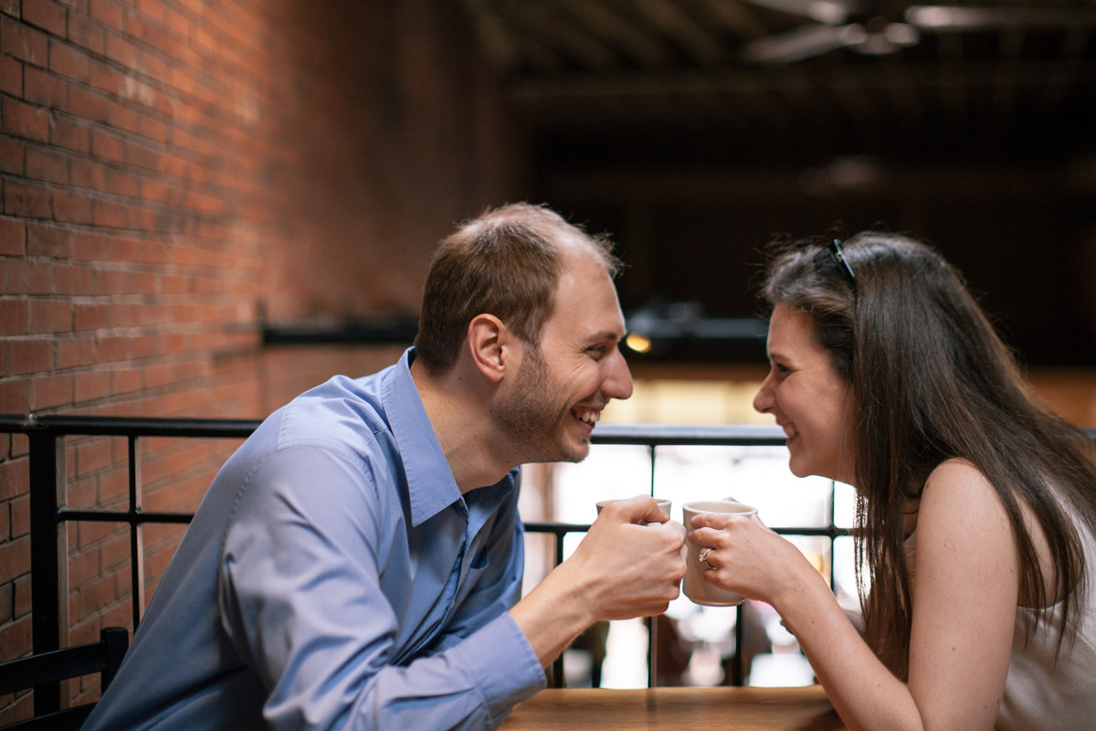 K & E's adorable engagement shoot in my fav coffee shop, bookstore and florist.