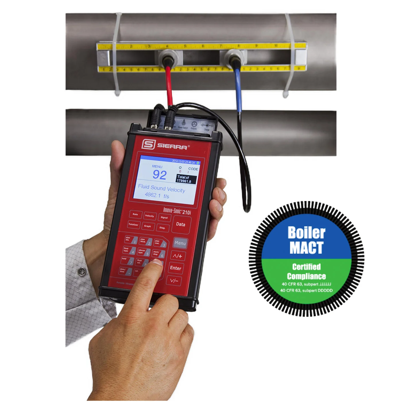 Portable Clamp-On Ultrasonic Liquid Flow Meter - InnovaSonic 210i