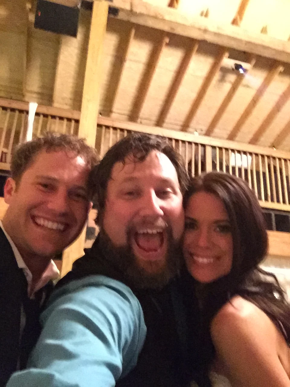 Burton, Brad, and Rebecca dance floor selfie. 