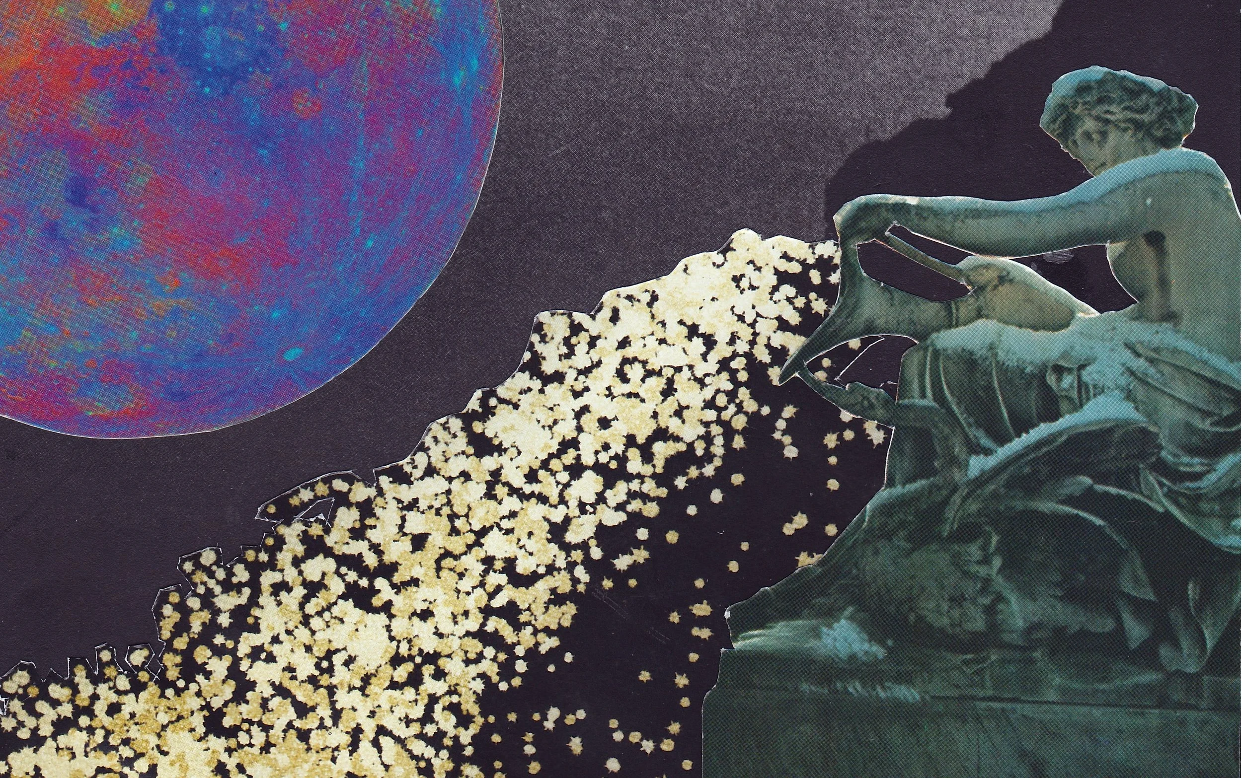 Full Moon in Aquarius, Analog Collage © Gabrielle Abbott 2017