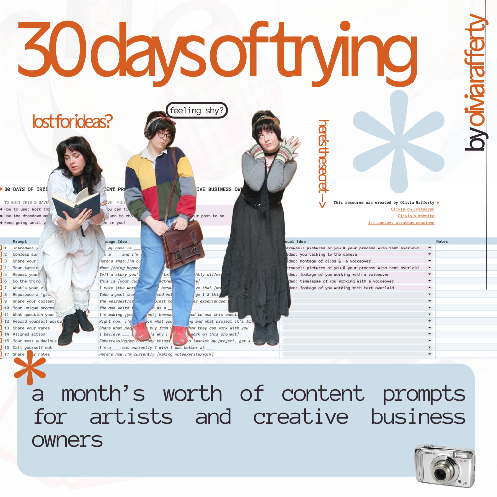 30 Days of Trying - A month of content prompts for artists & creative business owners