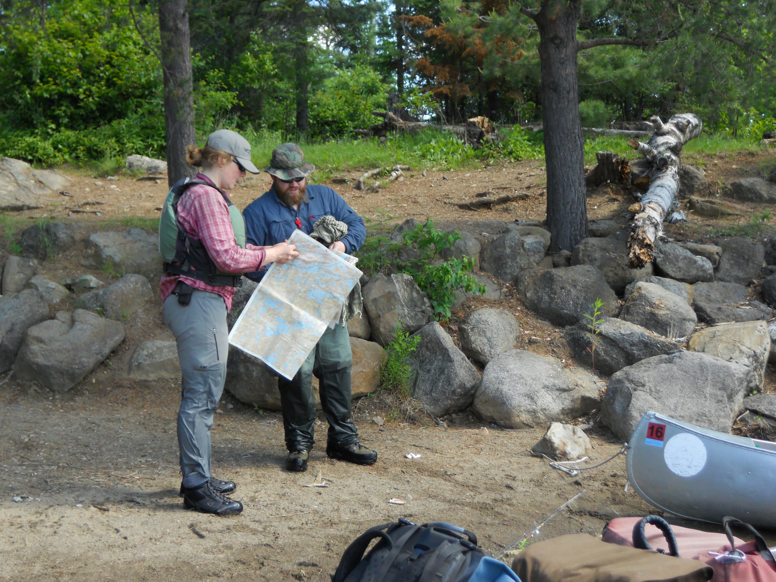 Lisa (instructor) speaking with Nick (student) about the route