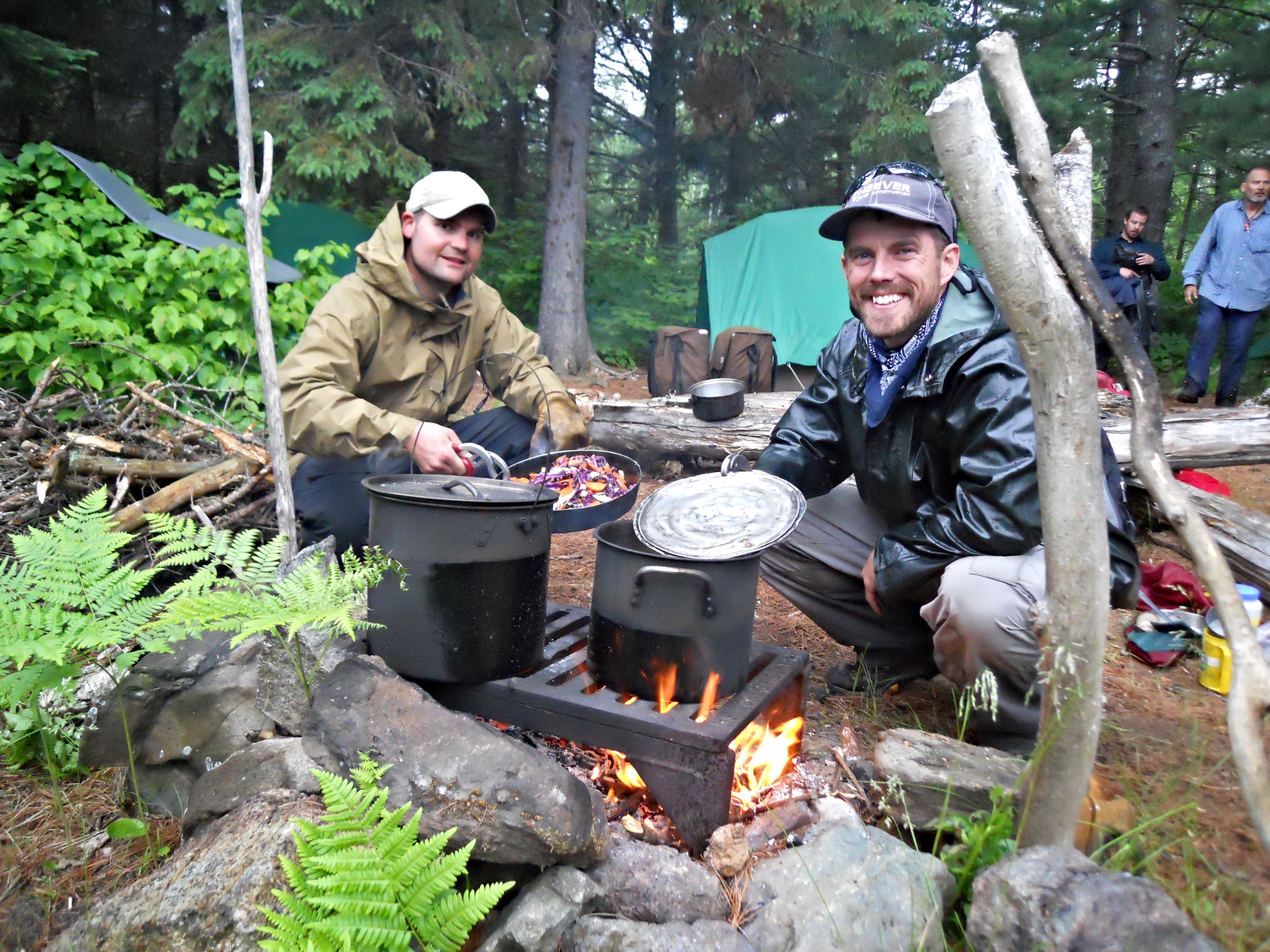 EJ and I cooking up one of my favorite meals on the trip, Peanut Butter Stir Fry