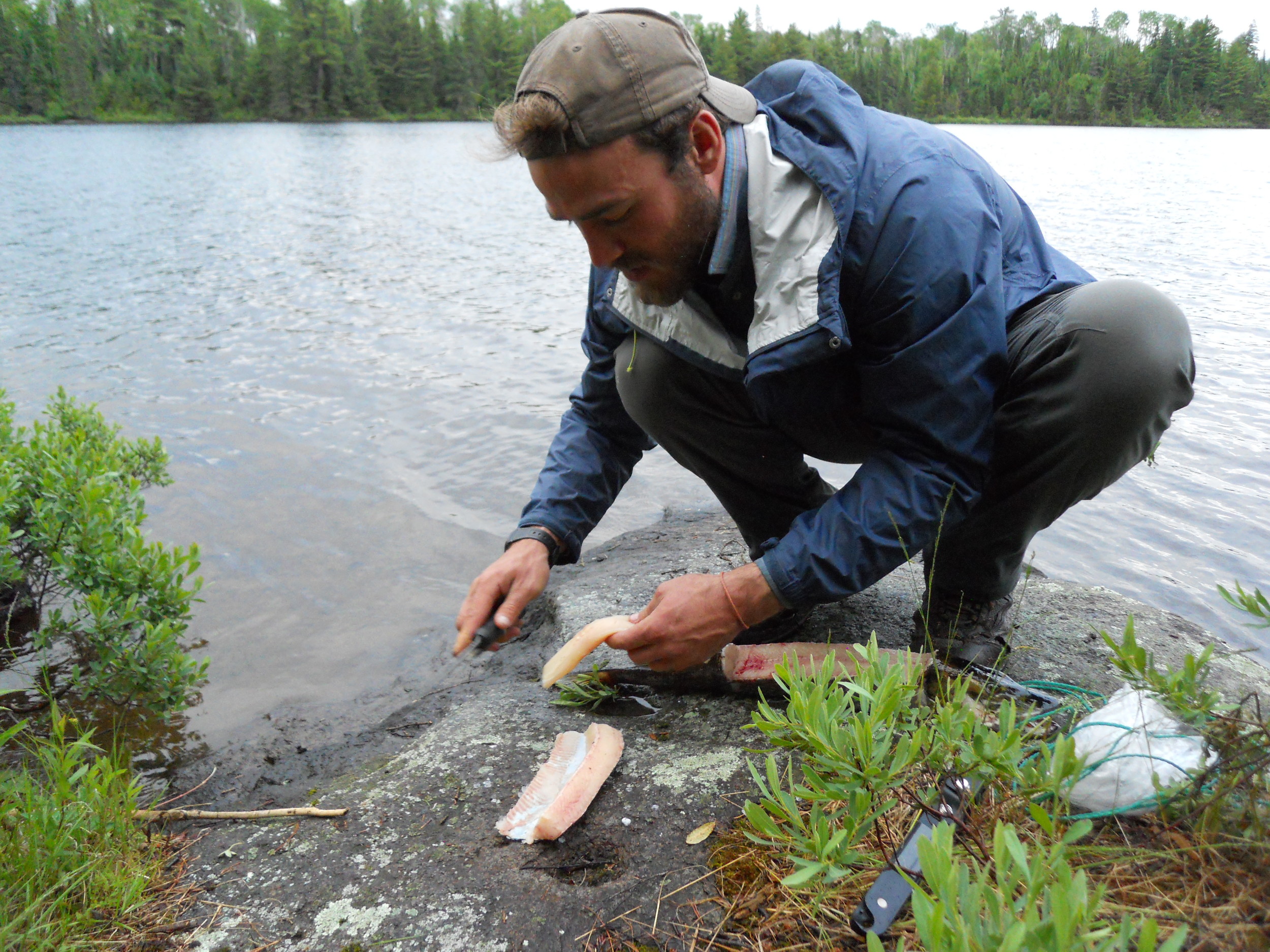 Jesse giving the fish filet 101 course. This was a Northern, and the previous day we ate a Walleye that I caught, which was actually the first fish I've caught and eaten. It was an incredibly gratifying experience.