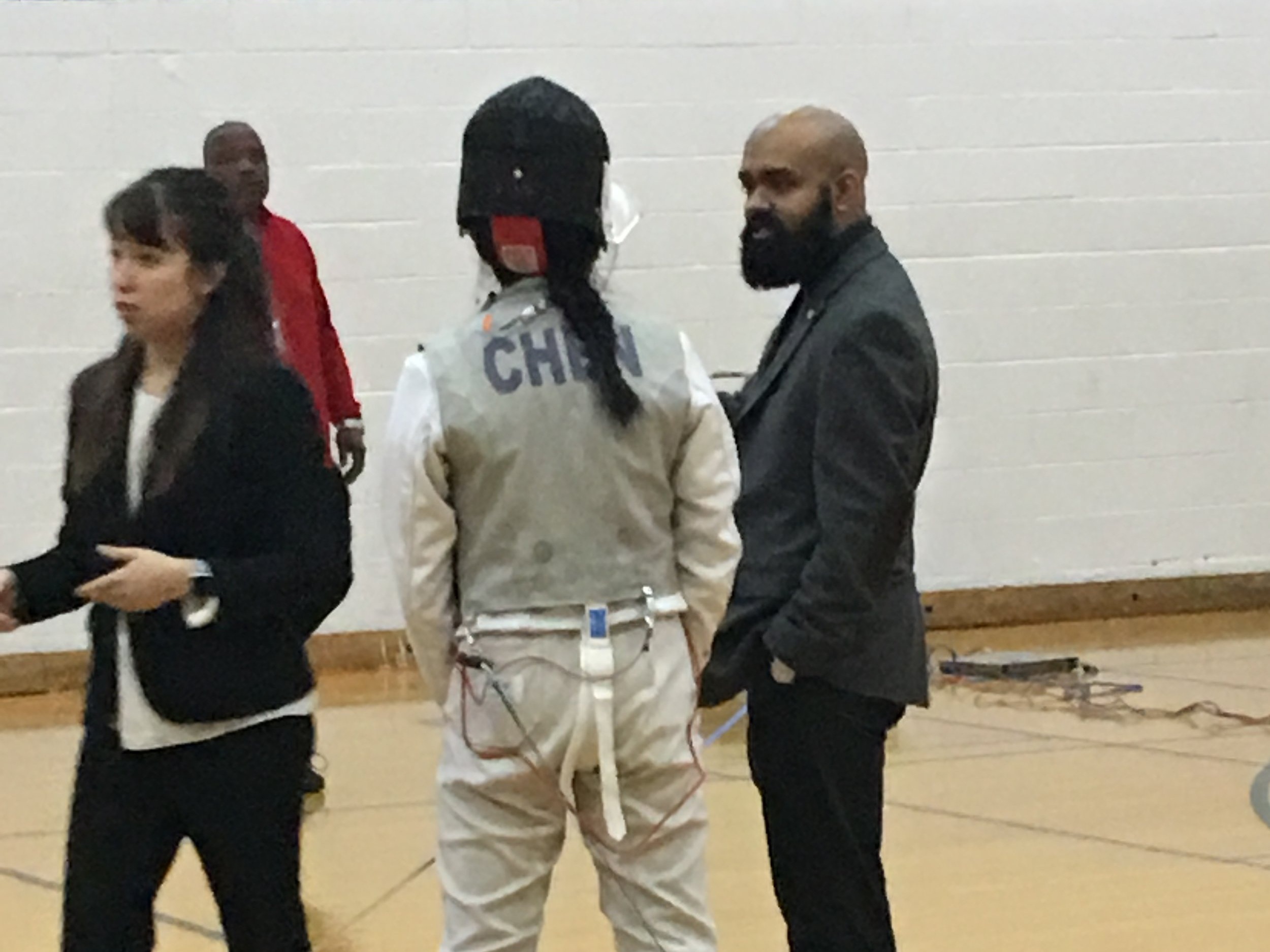 Coach Uddin and Foil Girls — District 5 @ MHS 27 Jan 2019