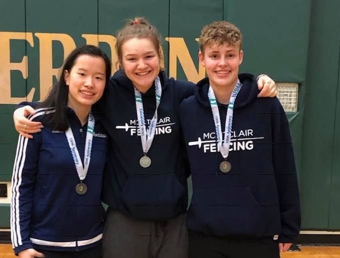 Silver Medal girls sabre squad 23 Feb 19 at North Hunterdon HS.