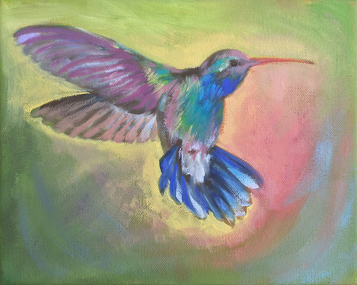 Peacock Hummingbird 2 — Oil on canvas, 8in x 10in