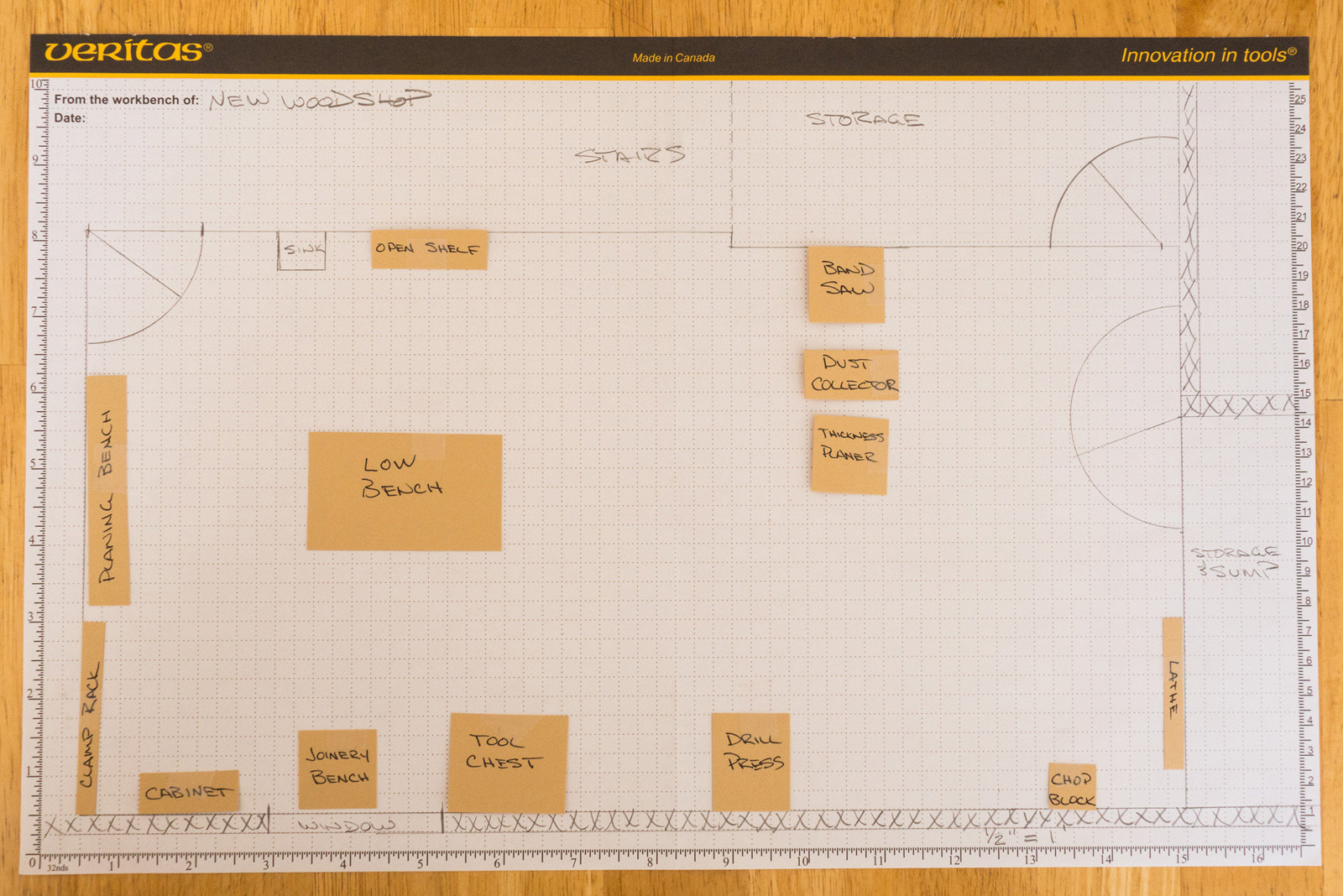 It's much easier to move heavy benches and tools on paper.