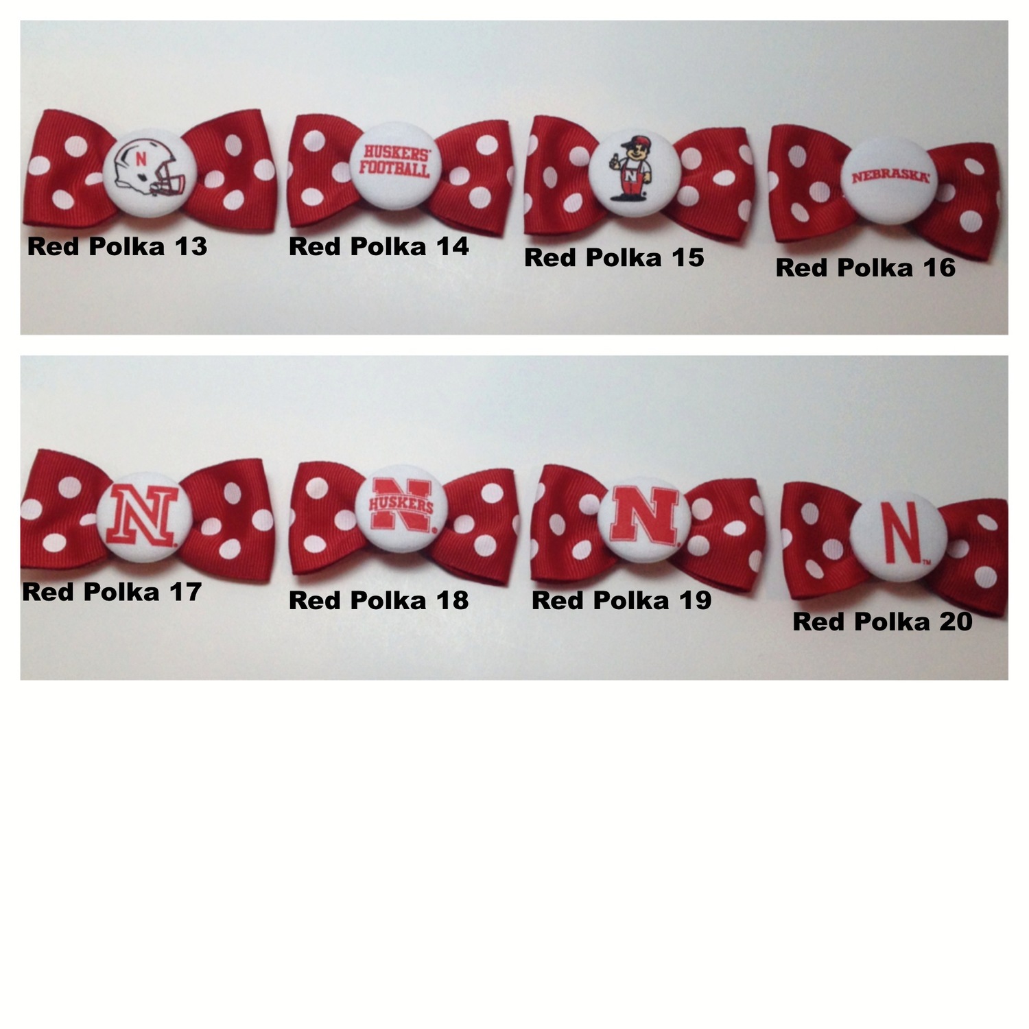 Huskers, Red And White Large Layered Hair Bow