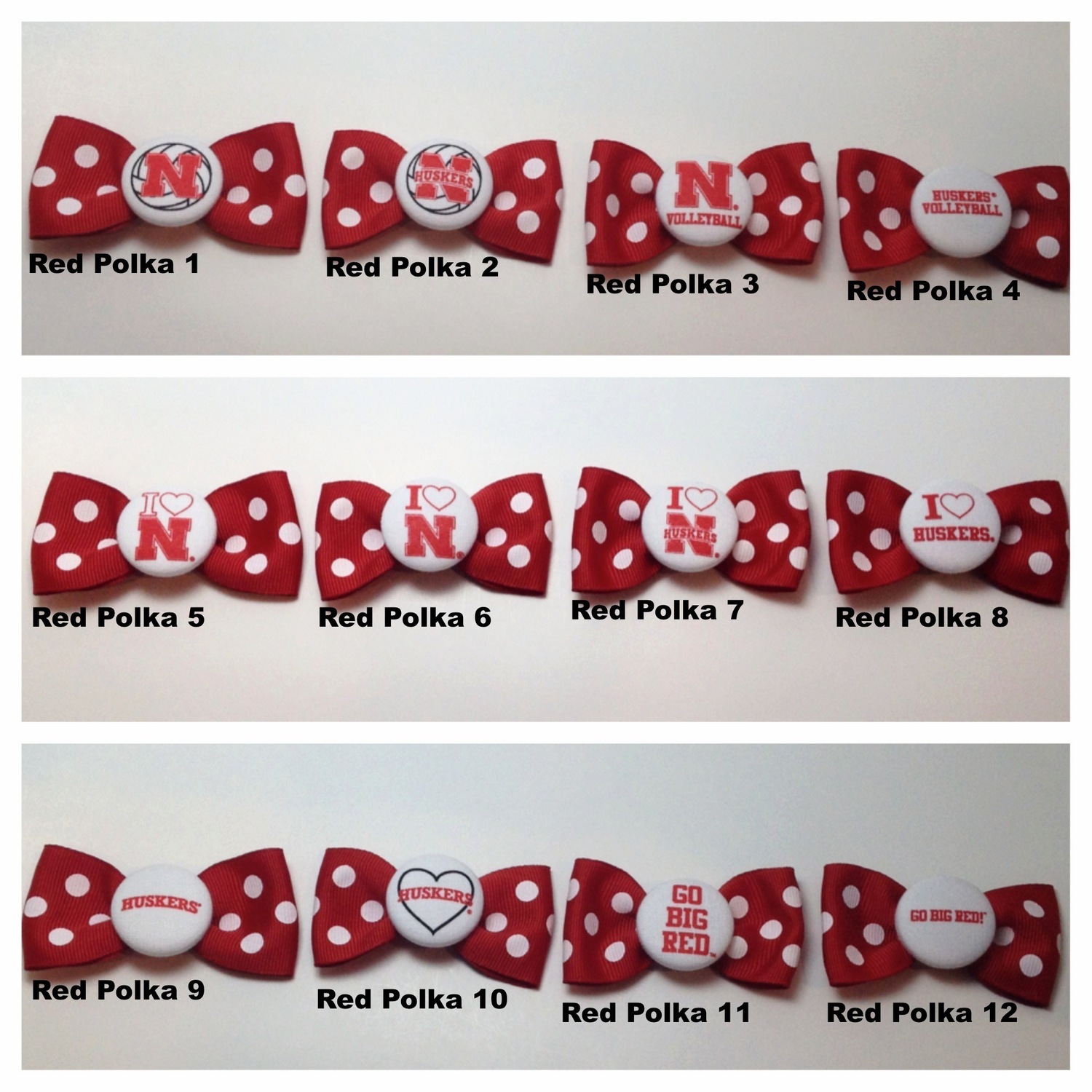 Huskers, Red And White Large Layered Hair Bow