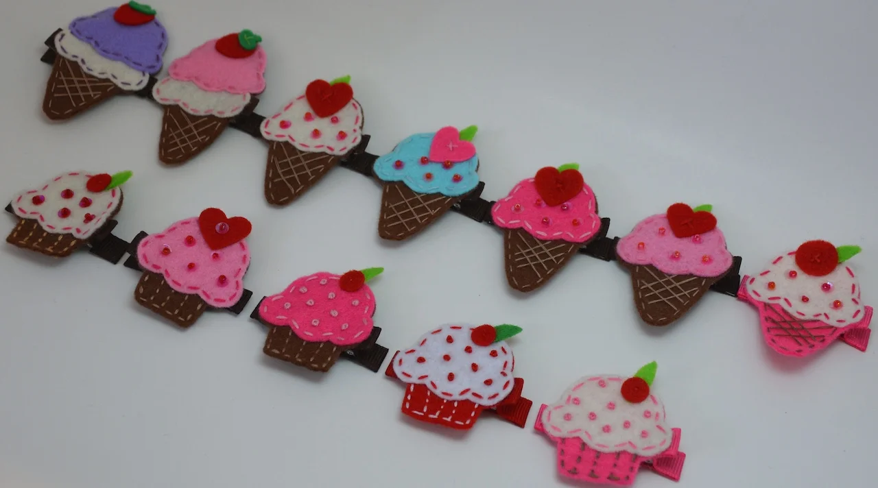So Sweet - Ice Cream or Cupcake Felt Hair Clippie - You Pick Your Favorite  Design/Color — Jai K Designs