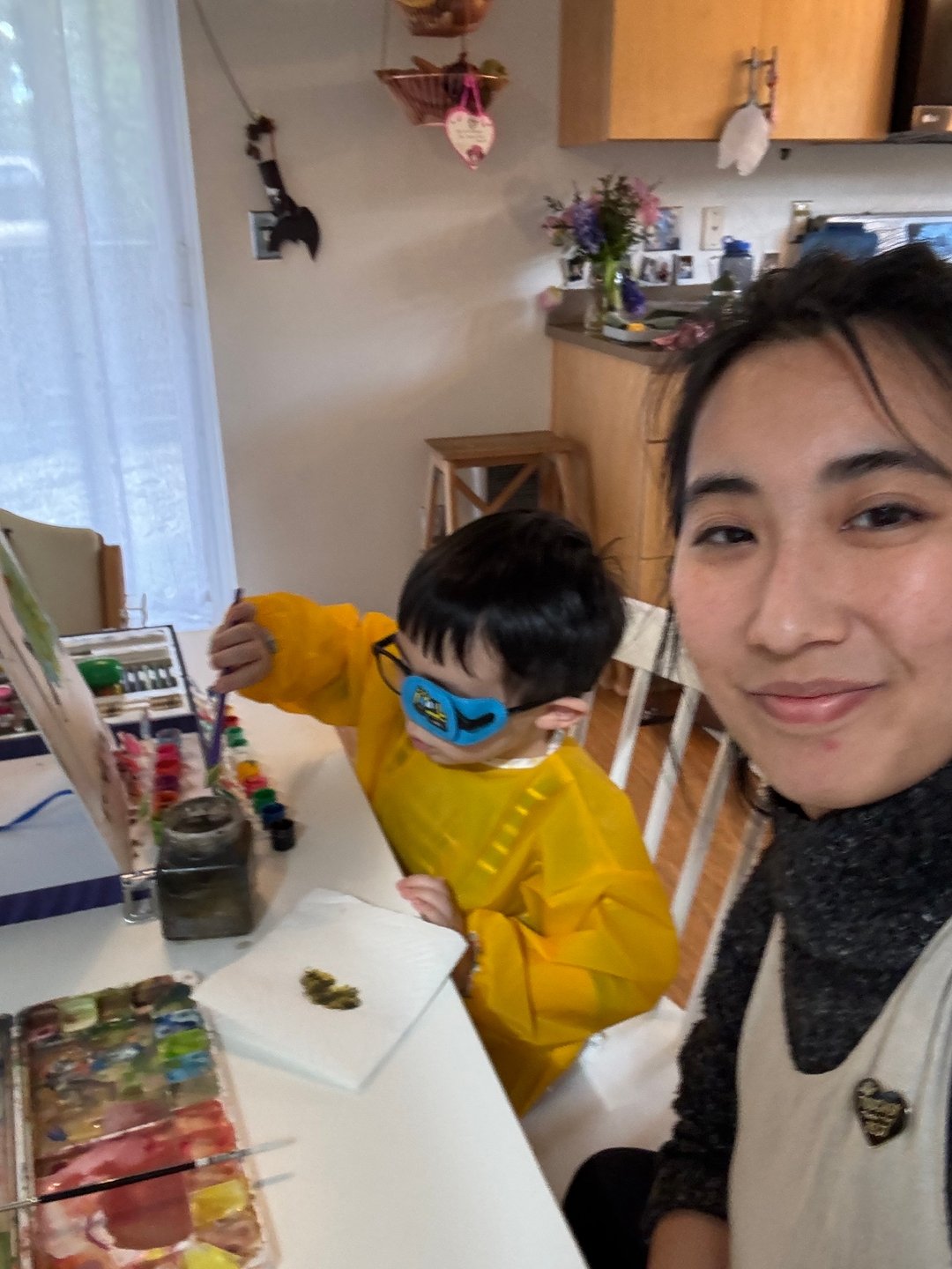 almost the end of may &amp; that means the end of brain tumor awareness month! 

here is a sweet pic of my &amp; my brain tumor warrior having a painting sesh together, this was the day when he actually painted all of the greeting card artwork! he pa