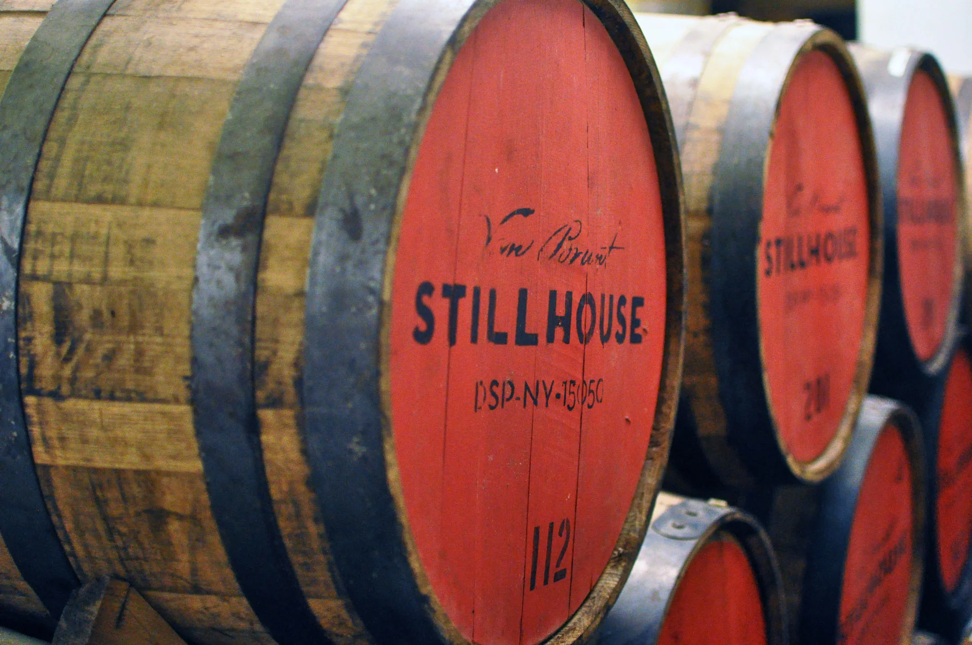 Van Brunt Stillhouse whiskey aging barrels