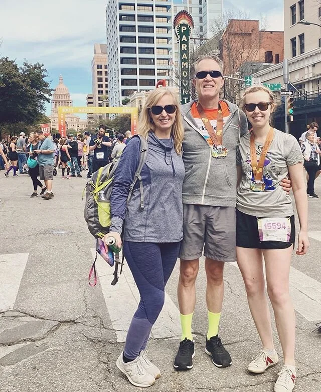 We had a great race day. So much love for the parents in this picture. Don&rsquo;t know where I&rsquo;d be without their support 💖💖💖 *also this was my post run shoe change. Don&rsquo;t worry. I didn&rsquo;t run the half in these pf flyers 🤣