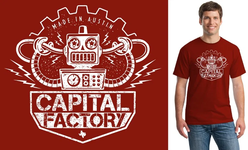 The original robot shirt was popular, so in the next revision we simplified it a bit and put the cables running into the robot’s head to acknowledge the recent Google Fiber announcement in Austin.