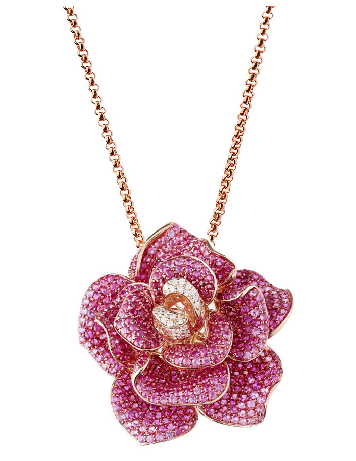 Pink Sapphire Diamond Ring Pendant Erin Mac Jewelry - Rose Bud Personalized Diamond Pendant Pink Sapphire Diamond Ring Pendant Erin Mac Jewelry - Rose Bud Personalized Diamond Pendant
