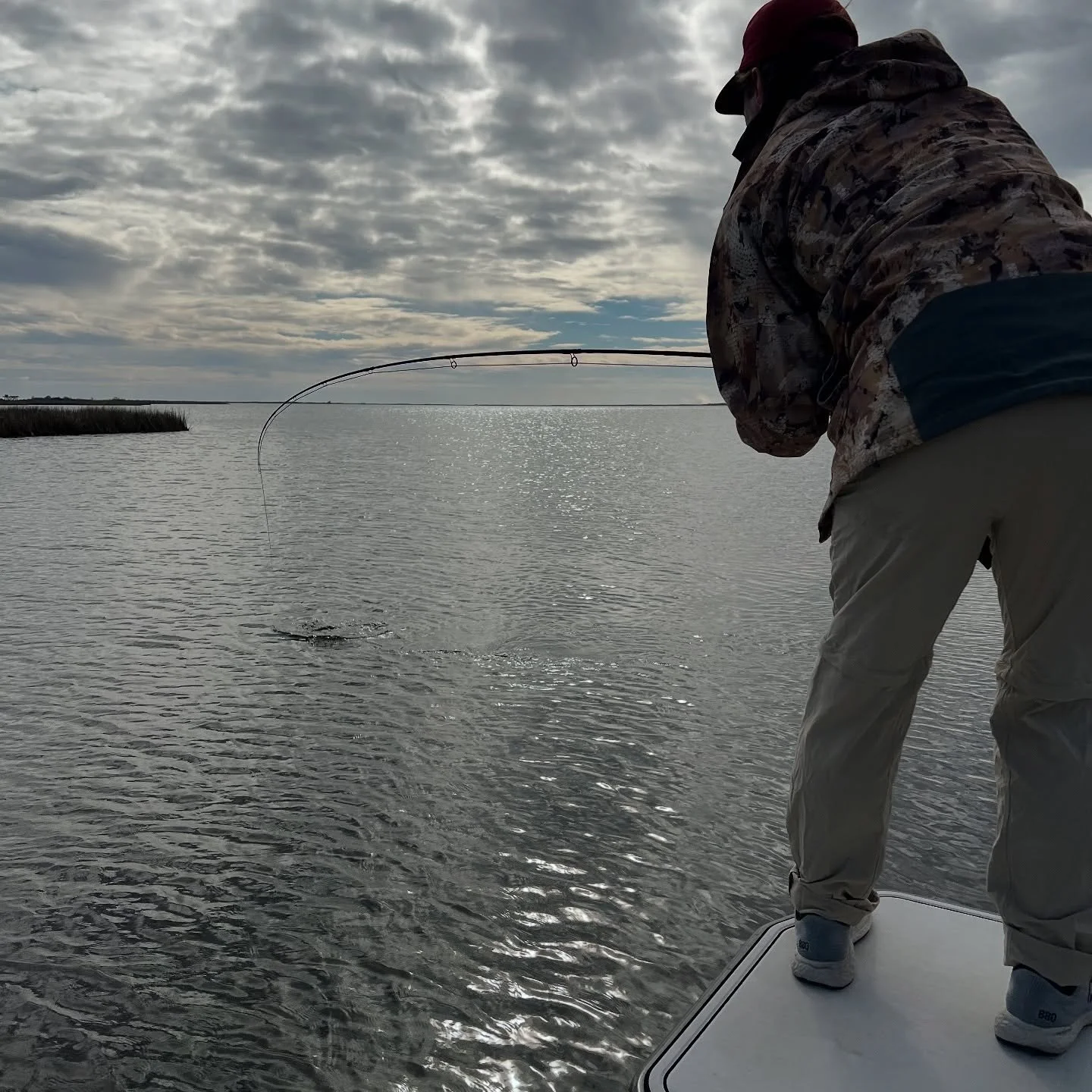 Decided on a late start and early finish, but just couldn&rsquo;t bring ourselves to leave despite the tough conditions and almost no redfish action. Stuck with it and fished late to finally come tight on a nice fish leading us to stay even later and