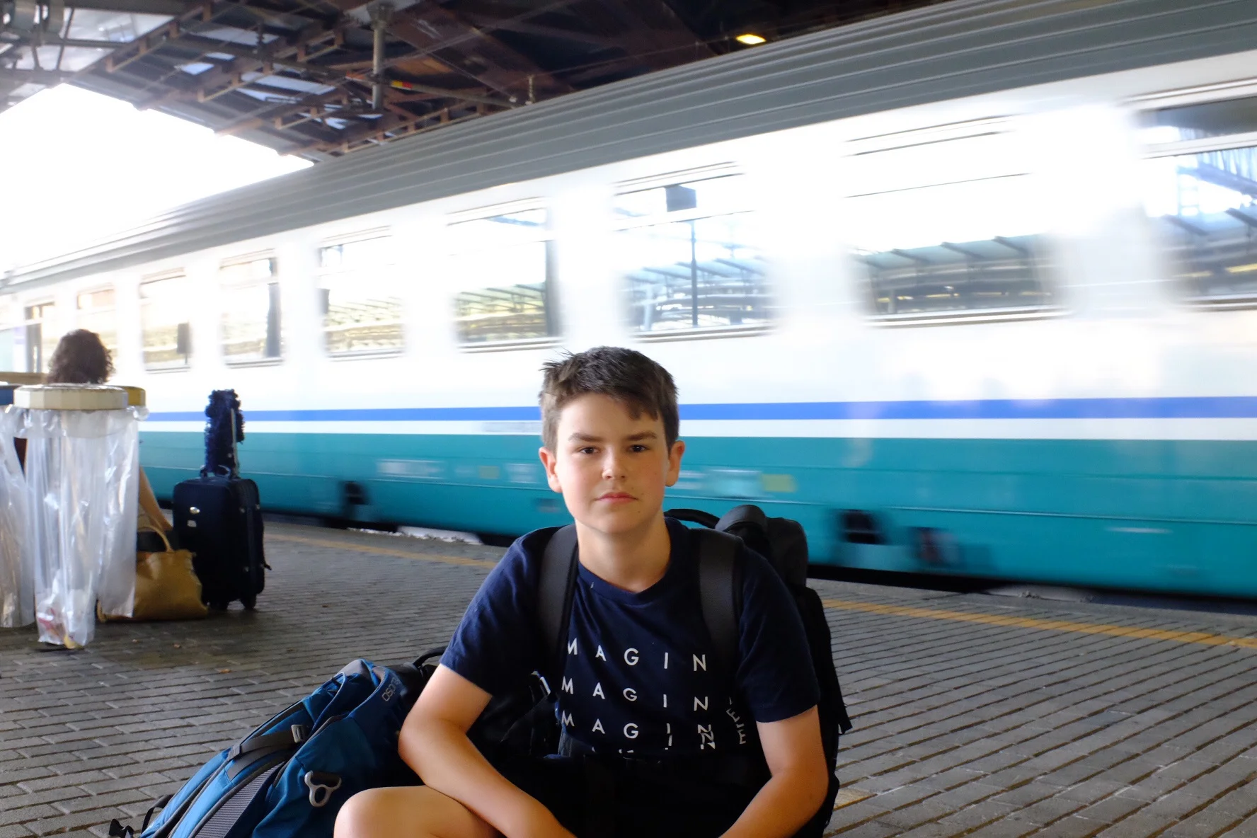 Waiting for our train at Tiburtina