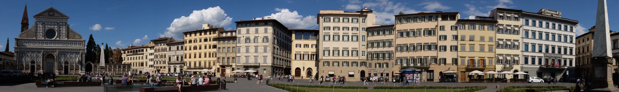 Hotel Roma on the right. Santa Maria Novella on left