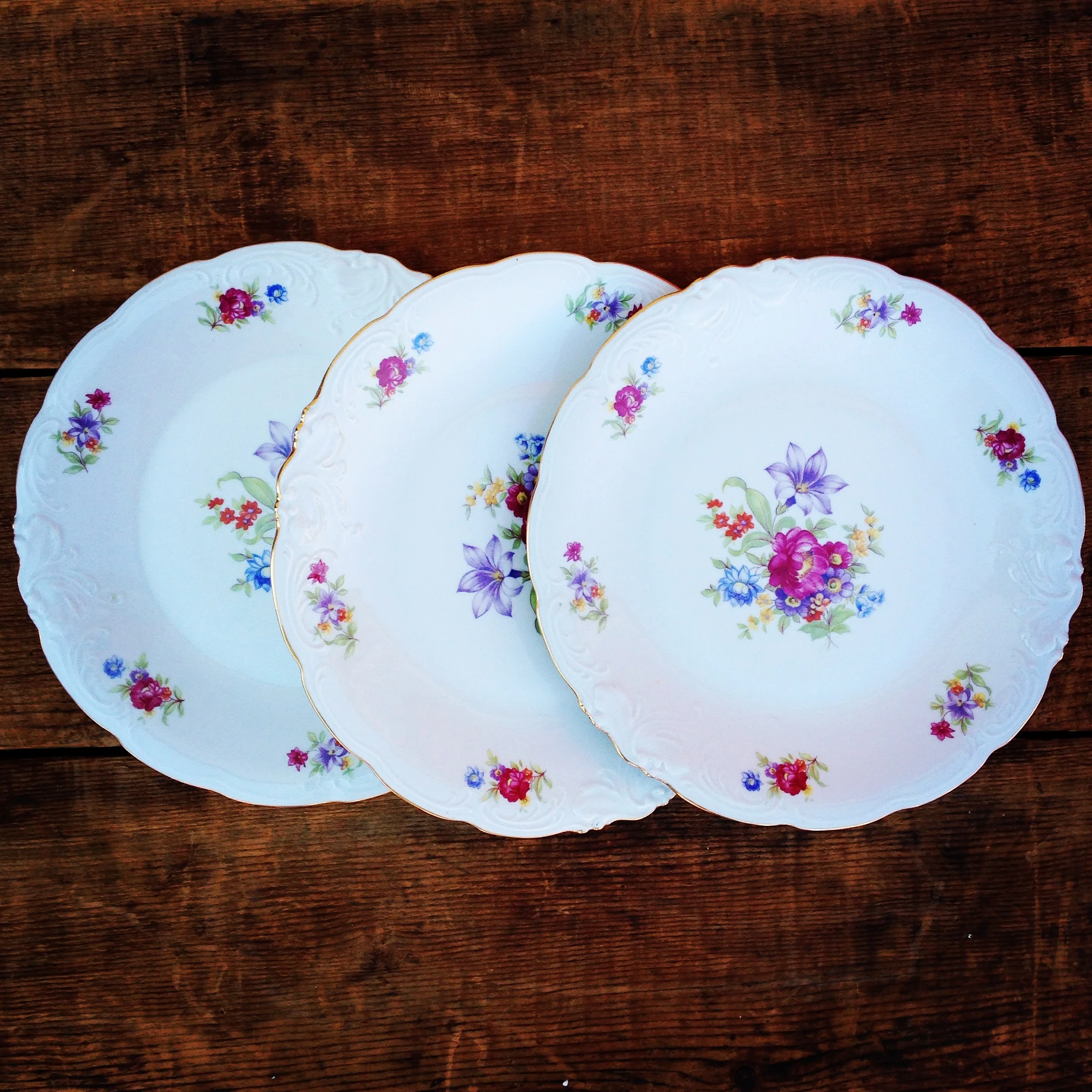 Golden Floral Dinner Plates
