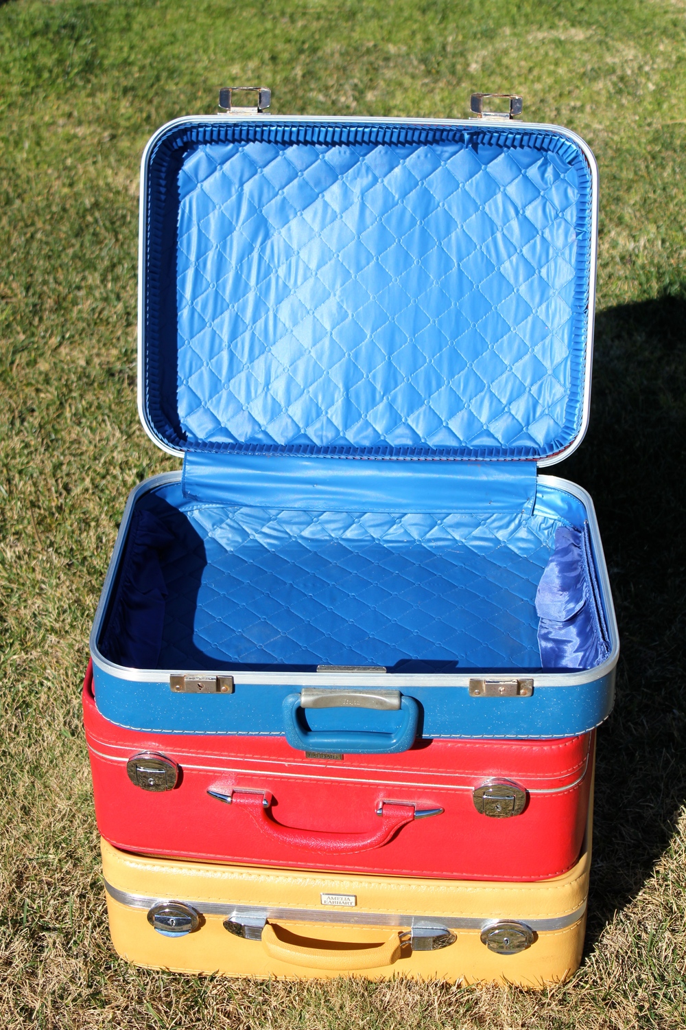 Large Blue Vintage Suitcase