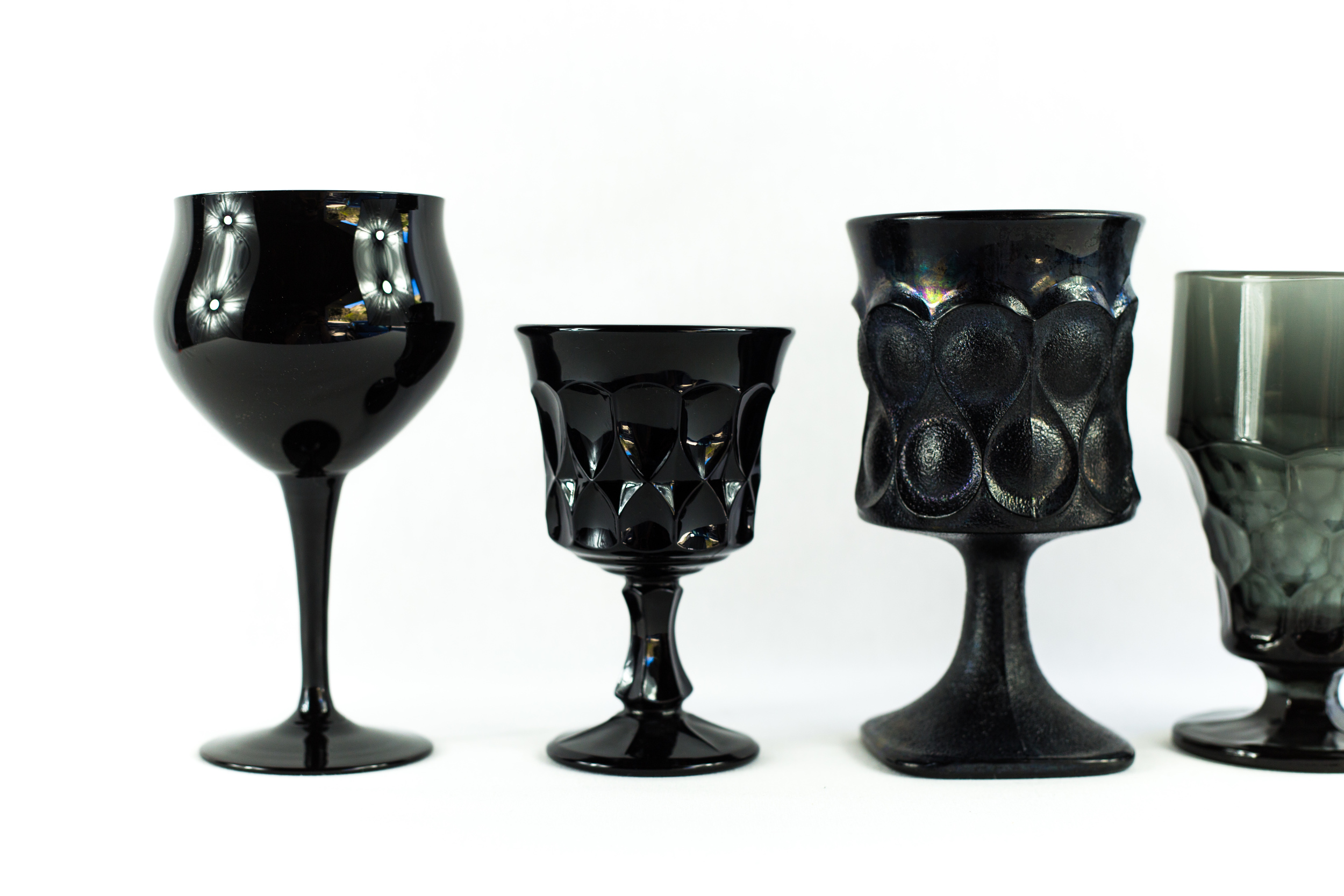 Vintage Black 6 Inch Goblets 
