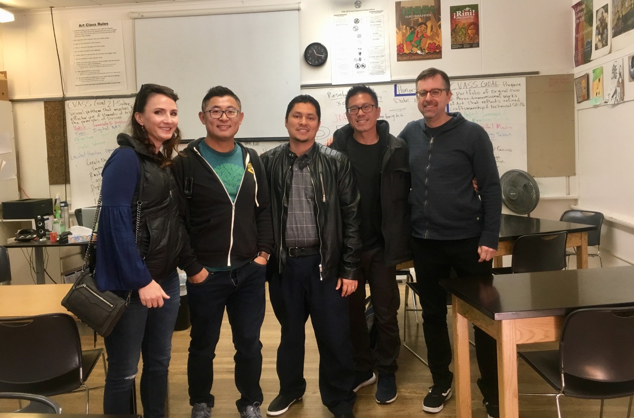 Speakers Allyn Bruty, James Zhang, Teacher Arturo ‘Mr. Art’ Arechiga, Andy Wang and Richard Fox If you want to keep up with everything we're up to, be sure to follow us on Facebook , Twitter , Instagram and ArtStation .