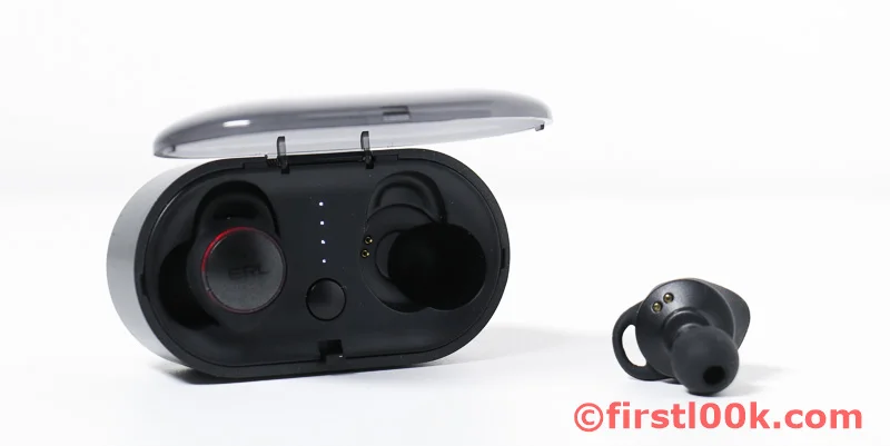 Earbud and case - charge pins