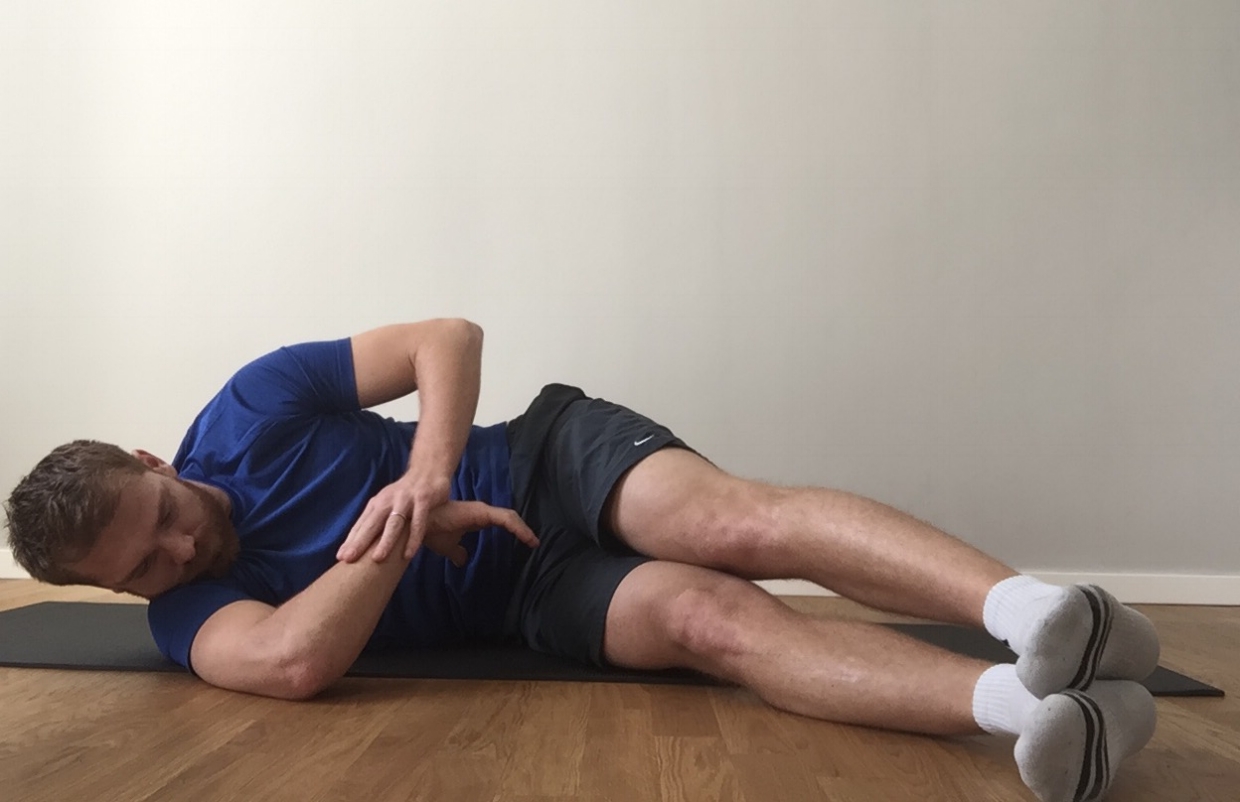 Step 1 - Passive Internal Rotation Stretch (hold for 2min)