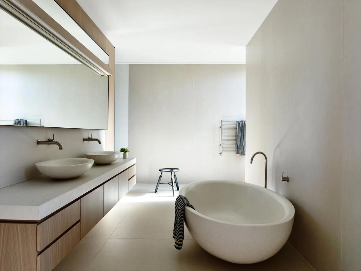 ‘Rodney’ Bath in Concrete – Warm White