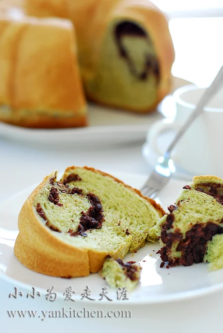 抹茶红豆面包