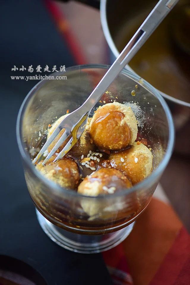 南瓜紫薯豆沙糯米丸子