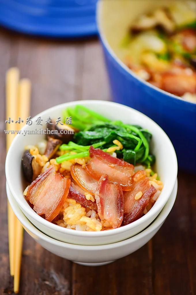 Rice and Chinese cured pork belly
