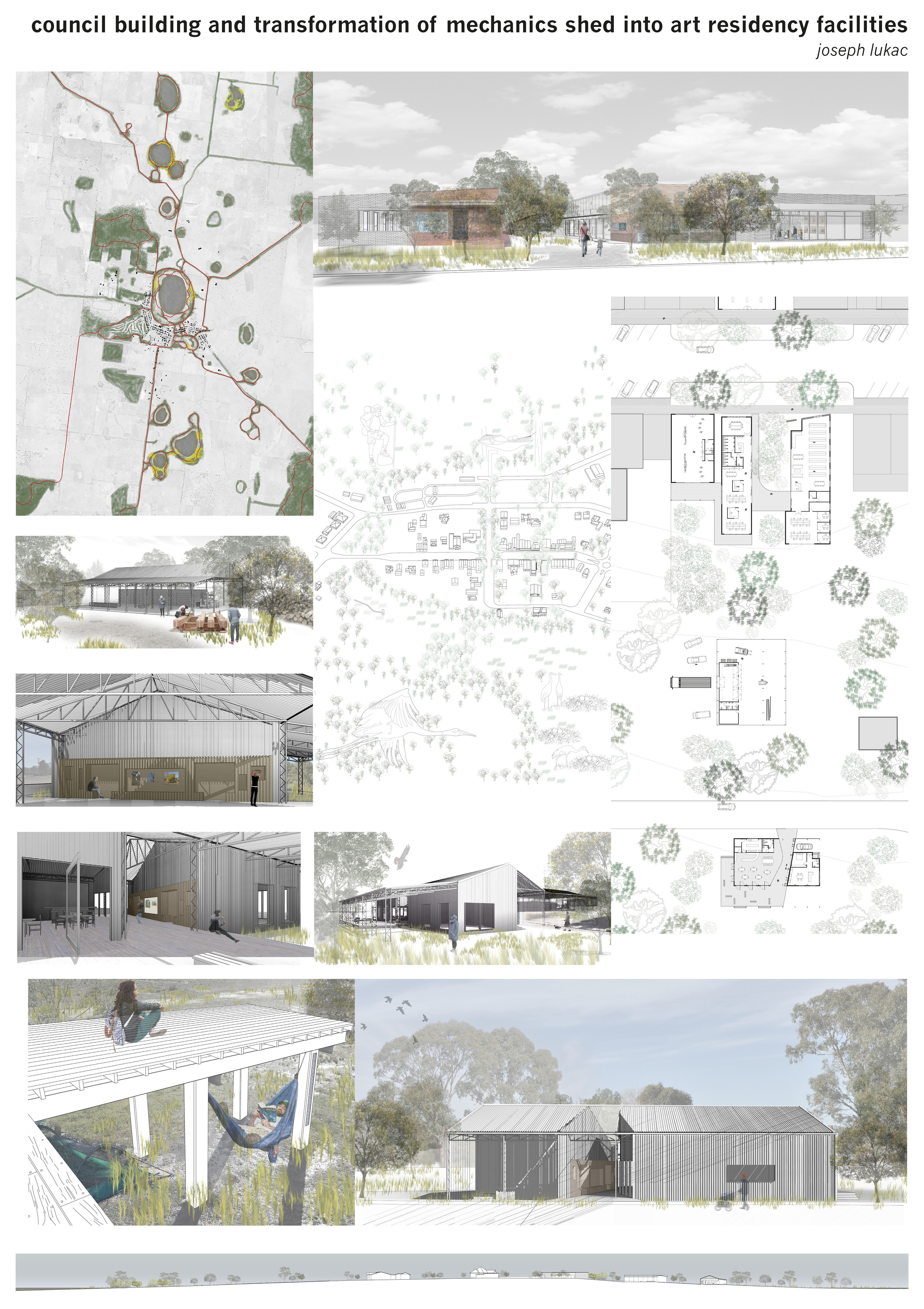 A series of buildings and sheds are renovated for council facilities, ecotourism programs and proposed artist in residency activites and accommodation.