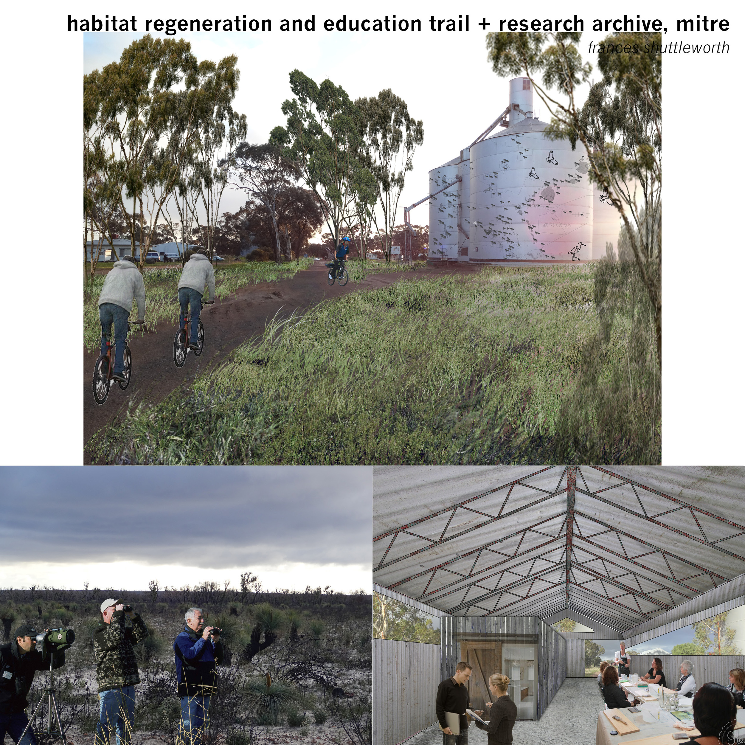 The shed in Mitre is converted into a research outpost for ornithological and environmental organisations conducting fieldwork and assessments in the Wimmera region, researchers and tourists contribute their own photographs and observations to an ar