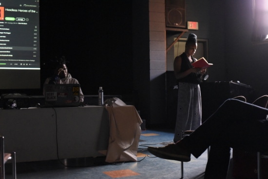 CAS Director Anaïs Duplan introducing visiting artist and current Pew Fellow, Tiona McClodden, at first CAS event (May 2016)