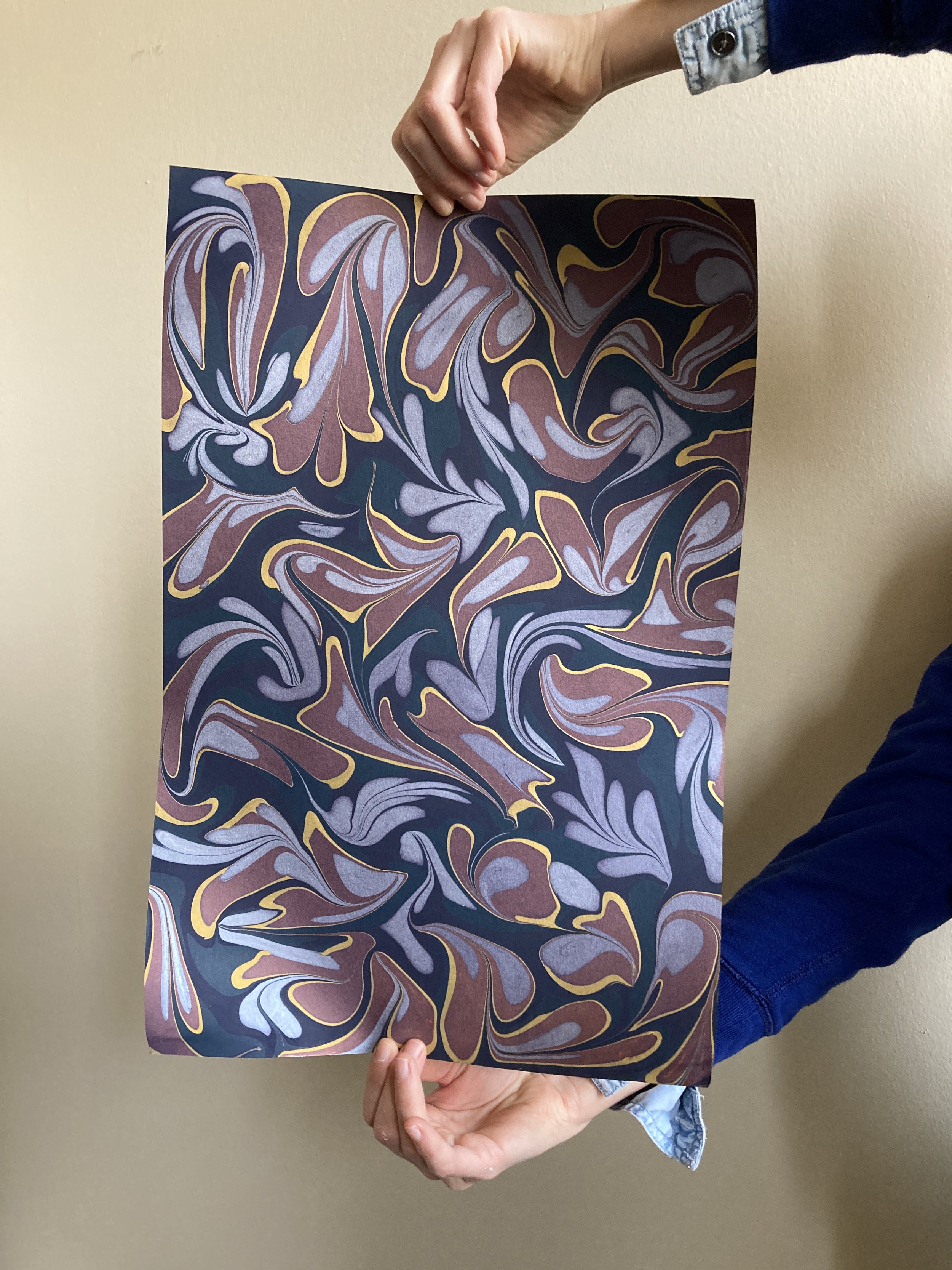 Sheet of hand-marbled paper, created and donated by Connie Sherman