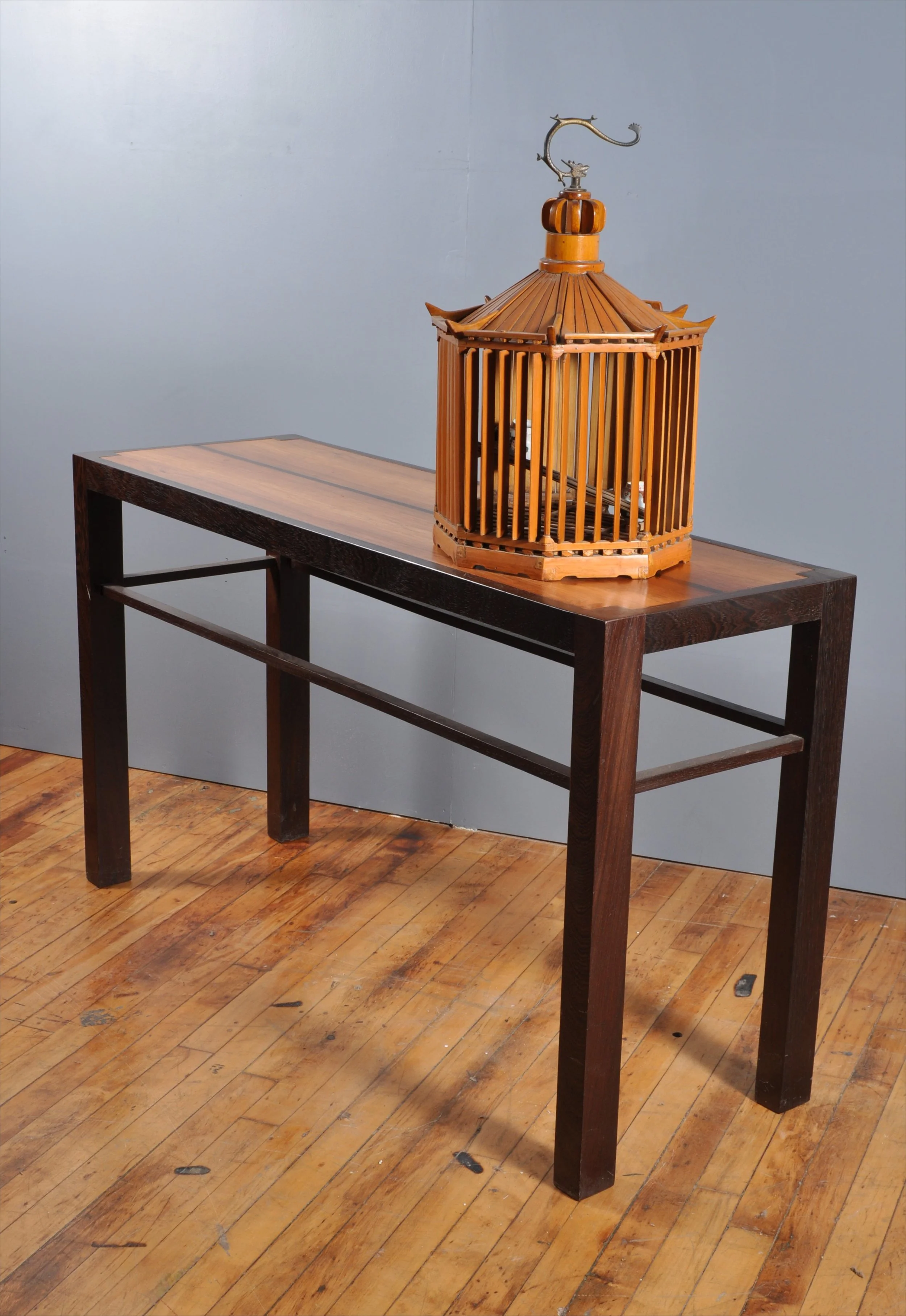 Rare louvered bamboo birdcage
