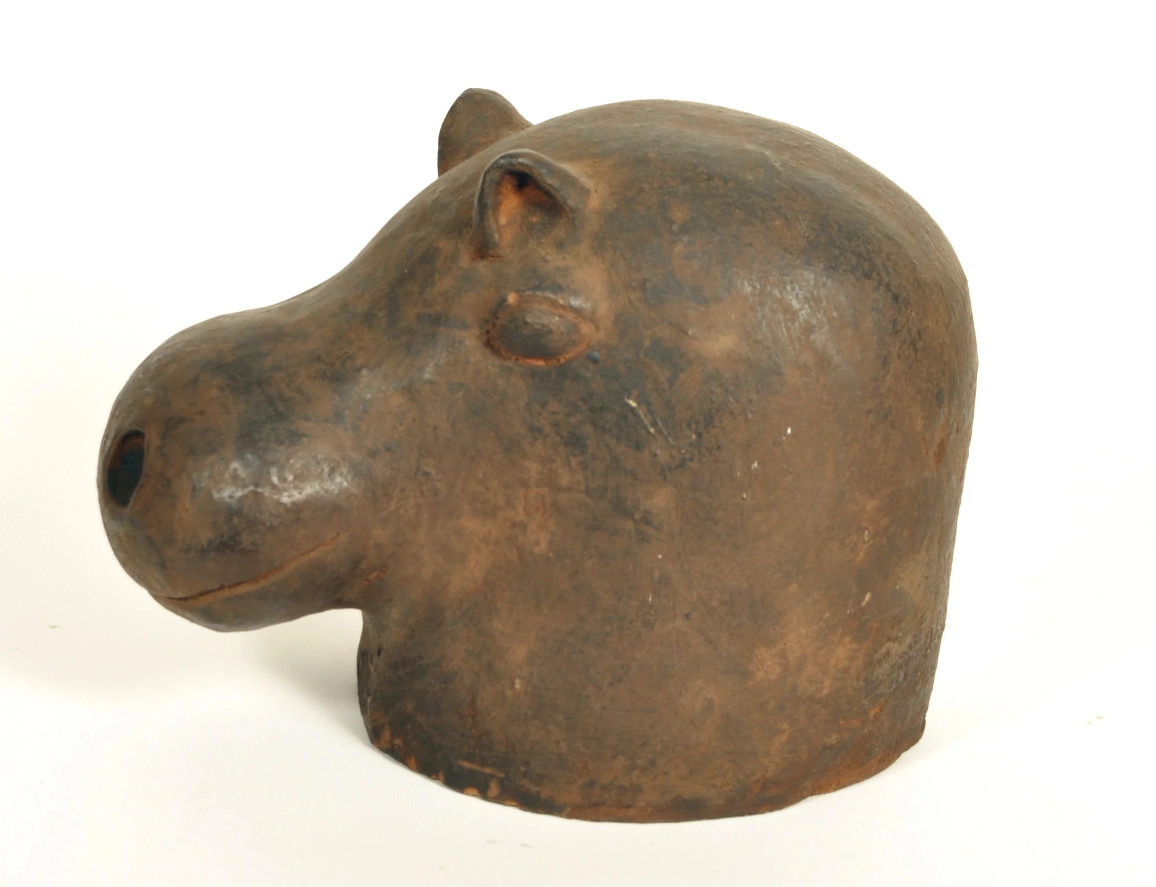 Antique African ceramic hippo head
