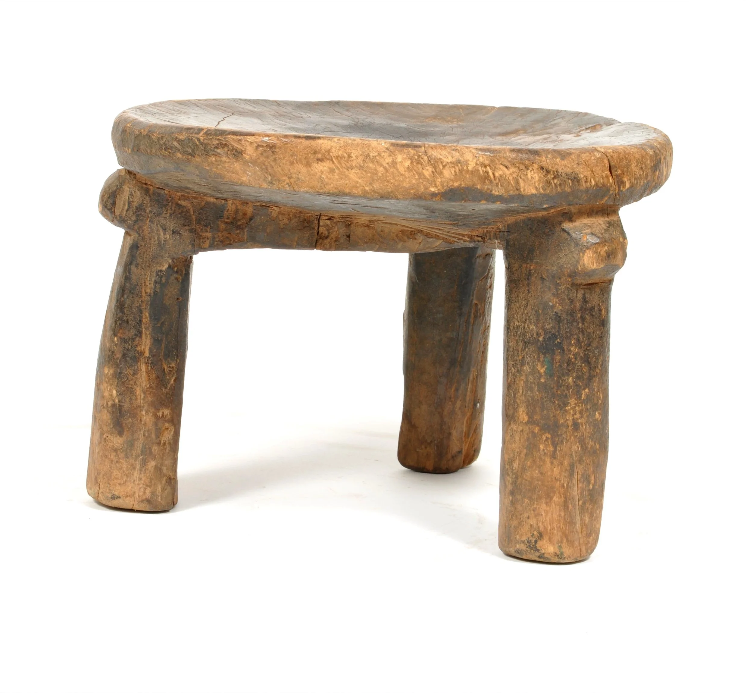 African low stool in hand carved hardwood