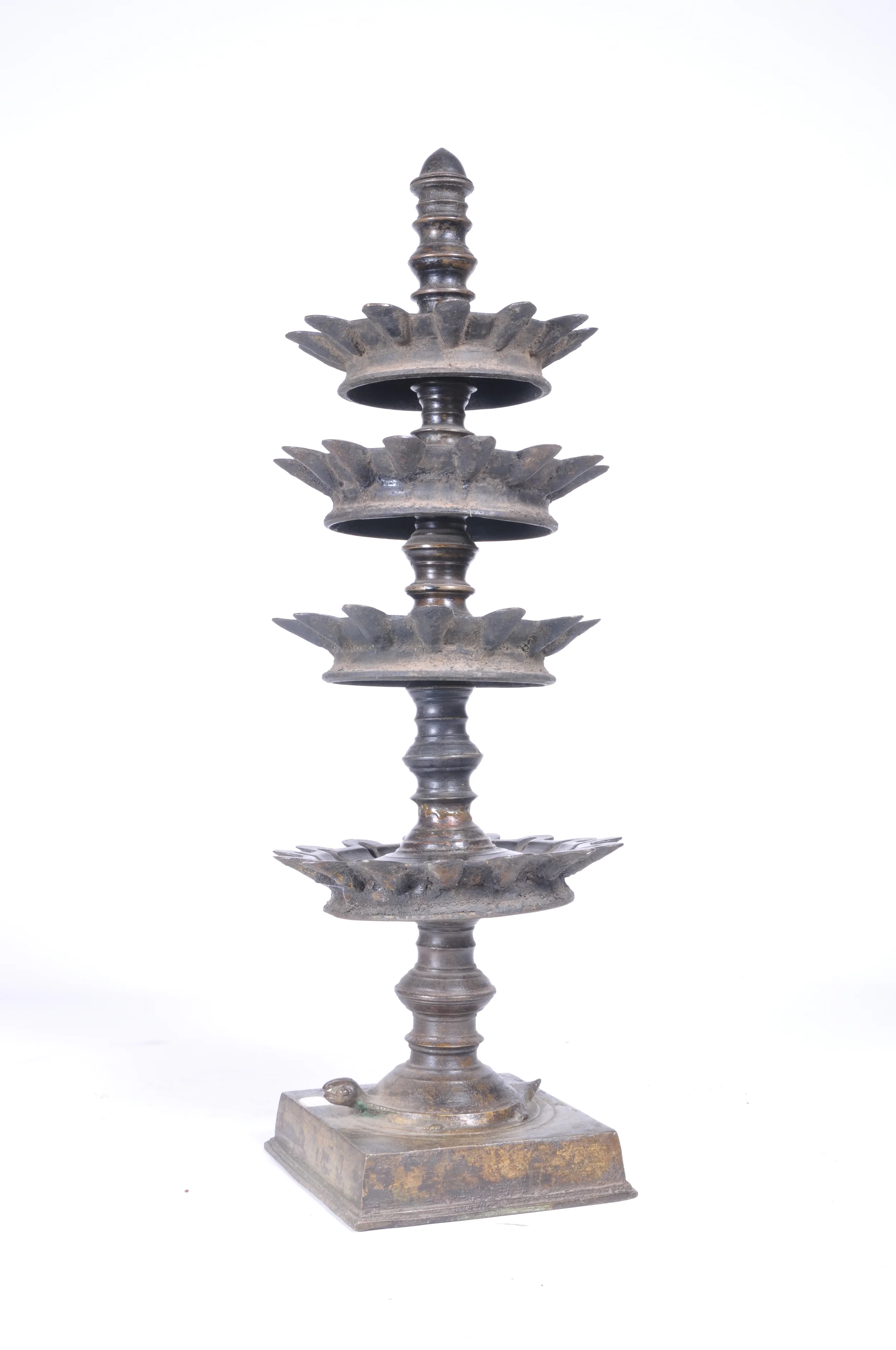 Antique indian Bronze multi tier oil lamp