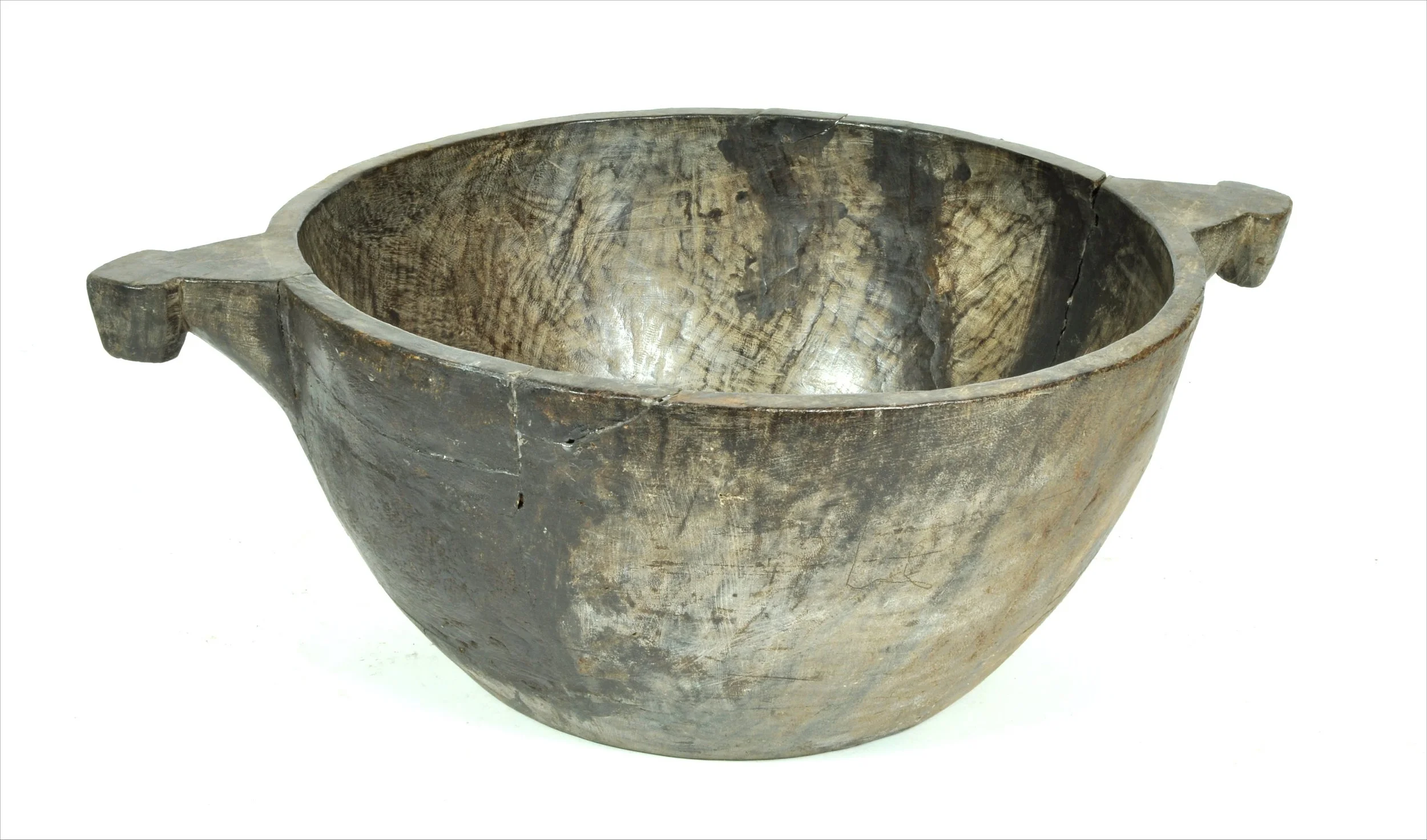 Antique Large hand carved wooden bowl - India