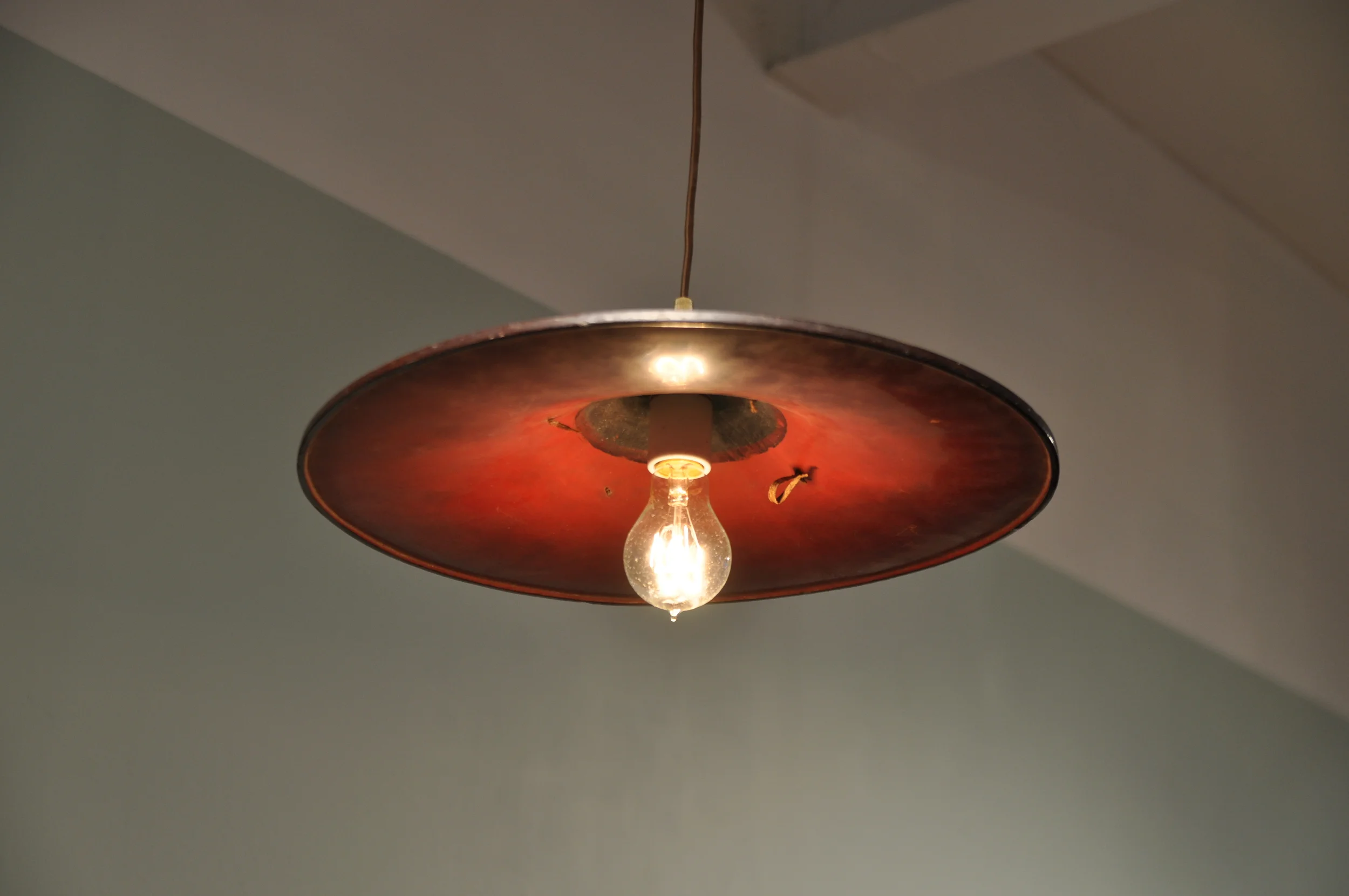 Antique Japanese Lacquered Samurai hat lamp